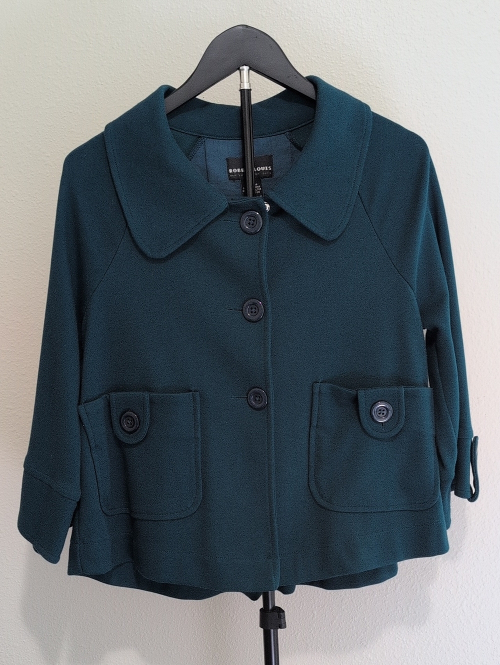 Robert Louis Deep Teal Button-Front Pea Coat